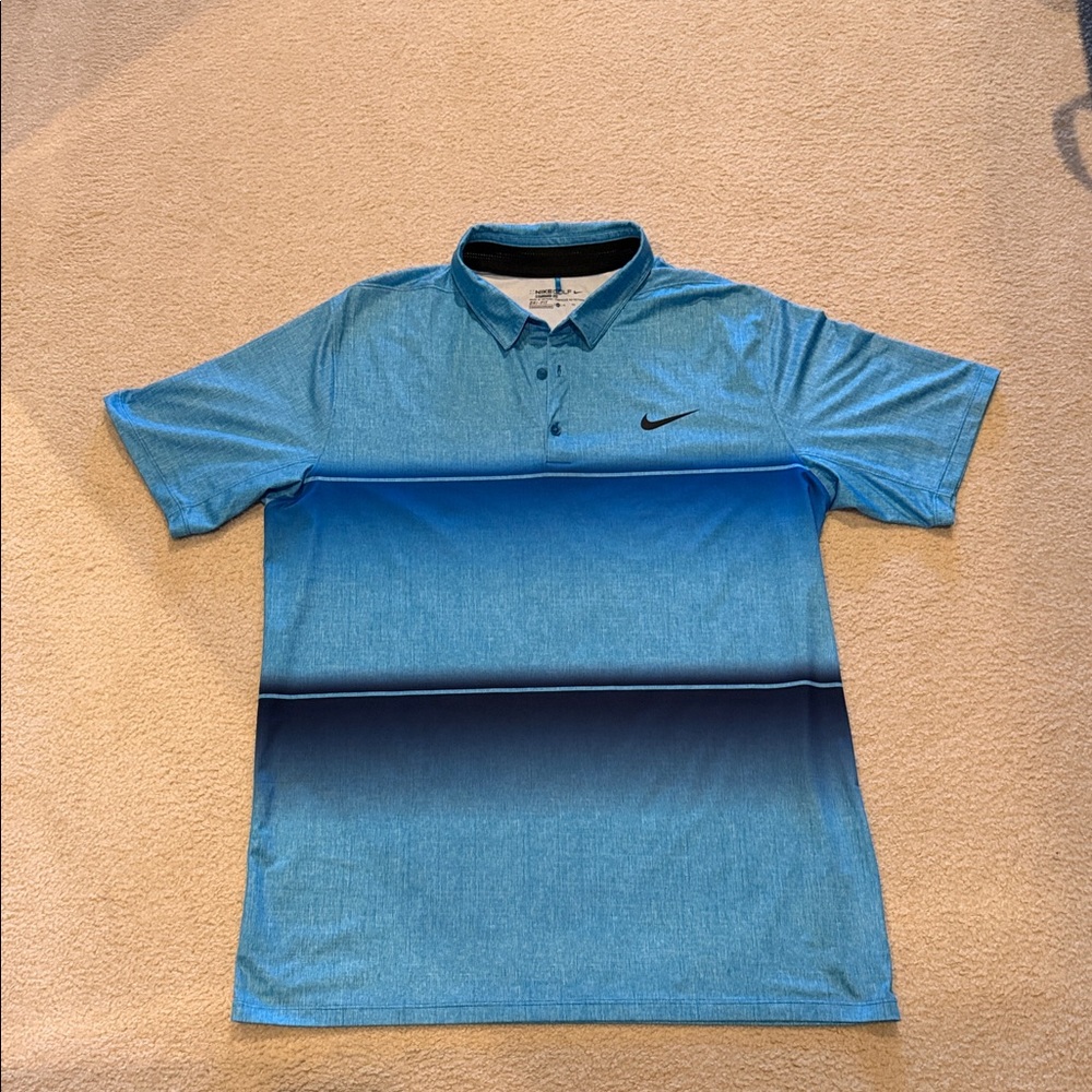 Nike Golf Dri-FIT Polo Shirt Men’s XL Blue Gradient Stripe Standard Fit